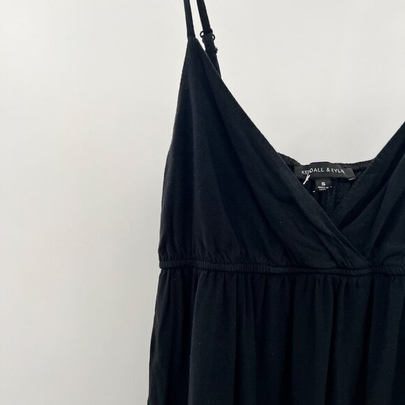 Kendall & Kylie Spaghetti Strap Surplice A-Line Dress Black Sz Small Above Knee - Picture 3 of 9